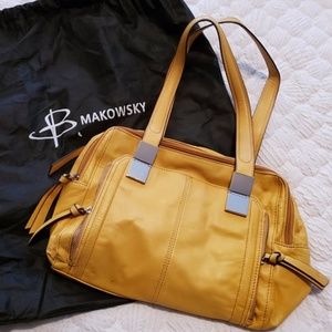 B. Makowsky Large Shoulder Bag Yellow/Gold